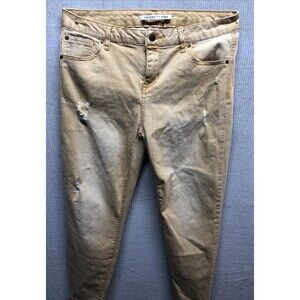 Celebrity Pink Skinny Jeans Size 15/32 Yellow Tan Factory Destroyed
